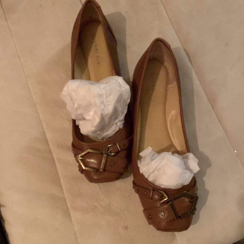 Gianni Bini cognac leather ballet flats
